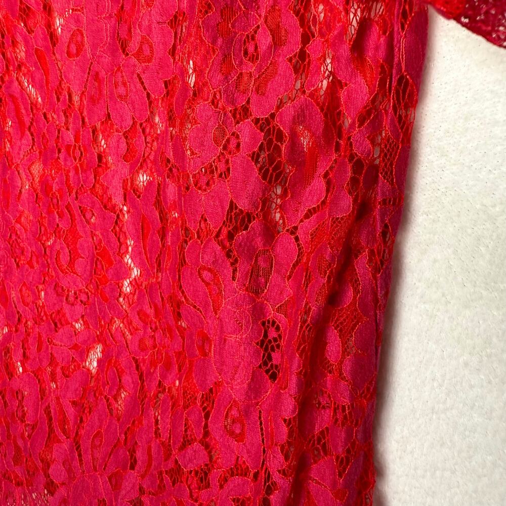 Vanessa Virginia Anthropologie Elysian Floral Lace Short Sleeve Top Small Red - Picture 4 of 8